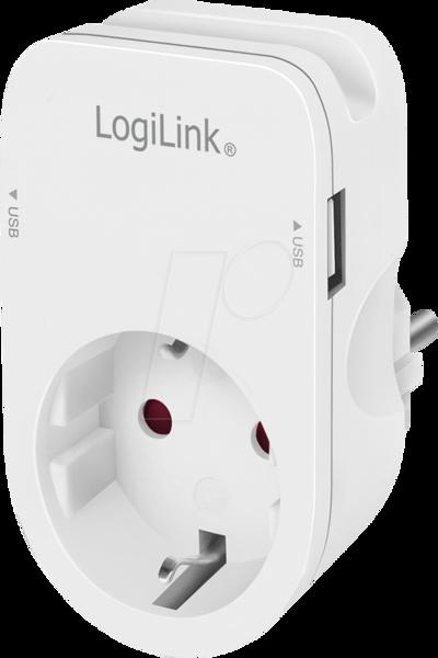 LogiLink Socket Adapter CEE 7/3 & 2x USB-A-portar - PA0247