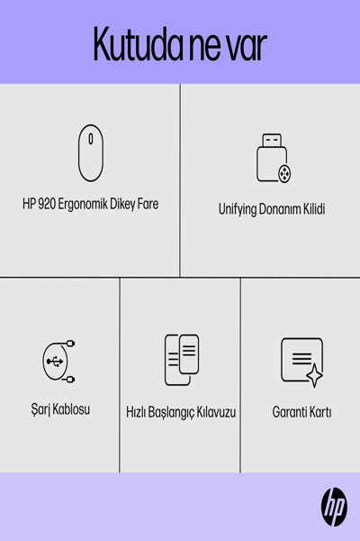 HP 920 Ergonomic Wireless Mouse: Right-hand, Vertical Design, 4000 DPI - 6H1A4AA