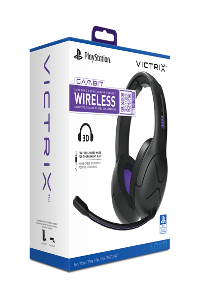 PDP Victrix Gambit Wireless Gaming Headset - Wired & Wireless - 20 - 20000 Hz - Gaming - 301 g - Headset - Black - Purple - 052-003-EU