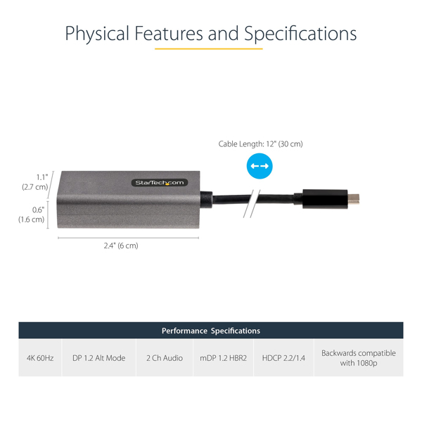 USB-C to Mini DisplayPort Adapter 4K 60Hz - CDP2MDPEC