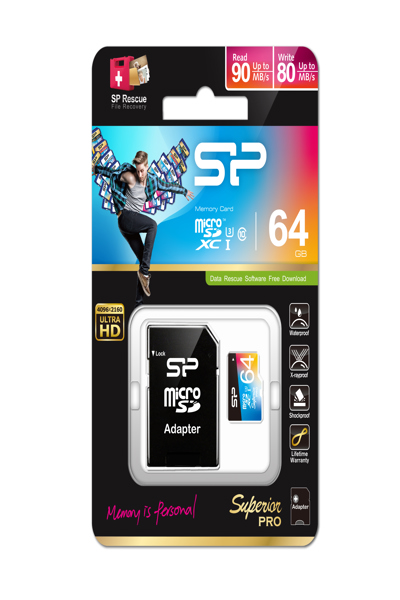 Silicon Power Superior Pro - Carte mémoire flash (adaptateur microSDXC vers SD inclus)
