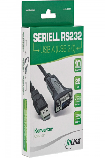 Câble adaptateur USB 2.0 vers série InLine USB Type A mâle / DB9 mâle 0,25 m