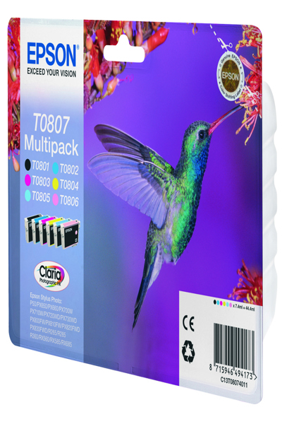Encre photographique Epson Hummingbird Multipack 6 couleurs T0807 Claria - 1 pièce(s) - Multipack