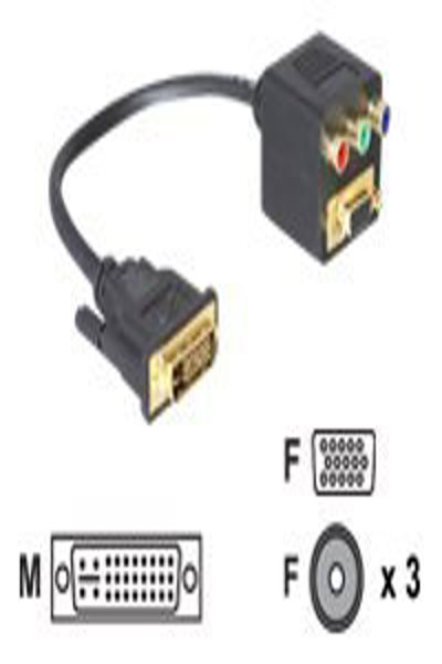 Delock VGA-adapter - DVI-I (hane) till HD-15 (VGA), RCA (hona) - 65061