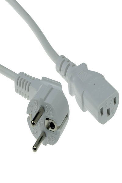 ACT Powercord mains connector CEE 7/7 male (angled) - C13 white 2.5 m - 2.5 m - CEE7/7 - IEC C13 - 250 V - 10 A
