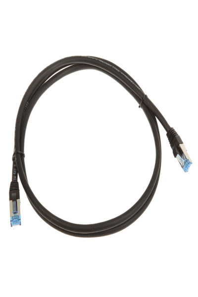 Câble patch en ligne S/FTP PiMF Cat.6A sans halogène 500 MHz noir 1,5 m