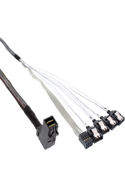 Câble InLine Mini SAS HD SFF-8643 coudé vers 4x SATA 0,5 m