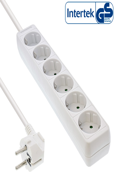 Bloc multiprises InLine - 6 prises avec terre CEE 7/3 - blanc - 5 m