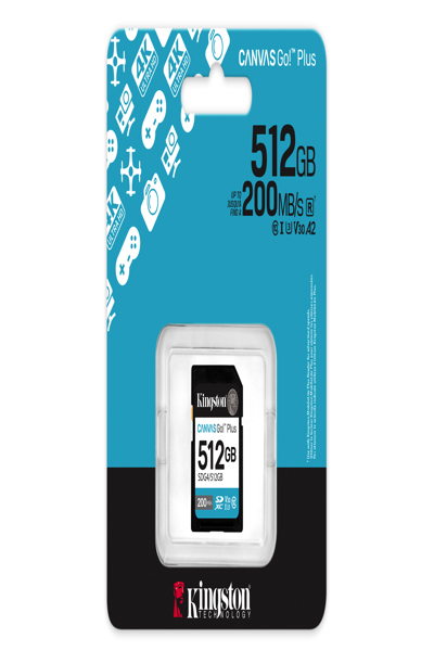 Kingston 512GB SDXC Canvas Go Plus Gen4 200MB/s C10 UHS-I U3 V30, 512 GB, SDXC,... - KINGSTON 512GB - SDXC