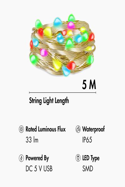LogiLink Wi-Fi Smart RGB String Lights Fjärrkontroll Tuya 5m - SH0130