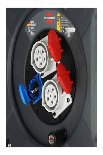 Brennenstuhl 9222300120, Svart, Blå, Röd, Plast, 3 AC-uttag, CEE, Typ E / F, Rak, 30 m - 9222300120