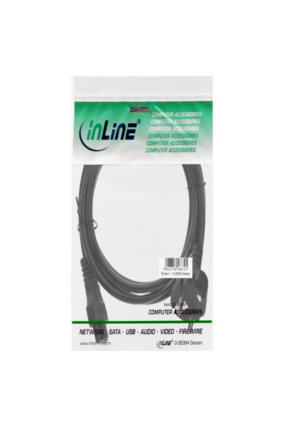 Câble d'alimentation InLine Type F pour ordinateur portable, fiche allemande « Mickey Mouse », noir, 2 m
