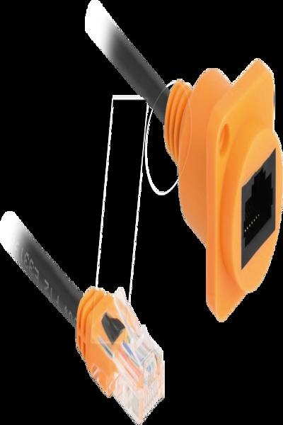 Delock D-Typ RJ45 Kabel Stecker zu Buchse Cat.5e UTP orange schwarz - Cable - Network - 90804