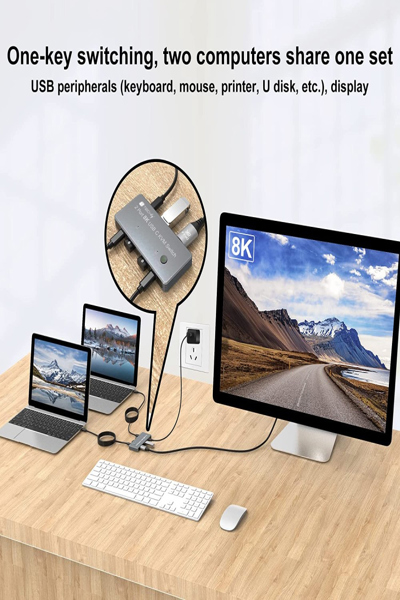 Techly KVM Switch USB-C 2in 1 out - Kvm Switch - USB Typ C - IDATA-KVM-DPC8K