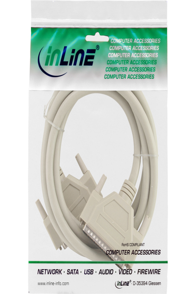 Câble d'extension série InLine 37 broches DB37 mâle / mâle direct 1 m