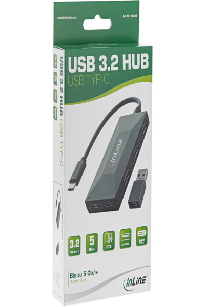 Hub USB 3.2 Gen.1 InLine - USB-C vers 2 ports USB-C et 3 ports USB-A - sans alimentation
