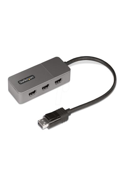 StarTech.com 3-portars MST-hubb, DisplayPort till trippel HDMI-skärm, 4K 60Hz, DP 1.4-adapter för flera skärmar med 30 cm inbyggd kabel, USB-driven, endast Windows - MST14DP123HD