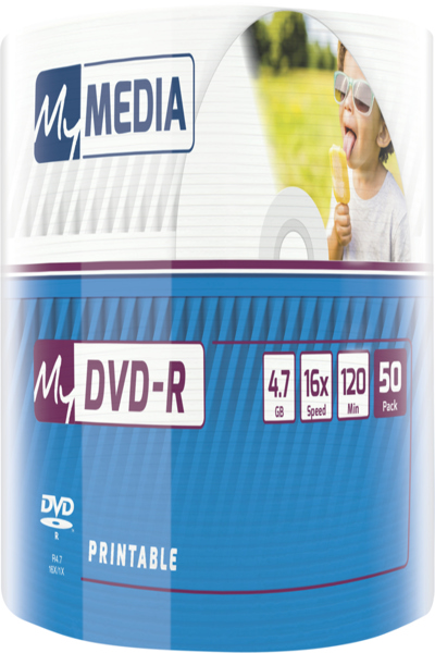 Verbatim MyMedia My DVD-R, DVD-R, 120 mm, Printable, Spindle, 50 pc(s), 4.7 GB - 69202