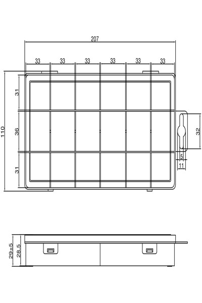 Boîte pour petites pièces InLine - 18 compartiments - dimensions : 207x110x27mm - transparente