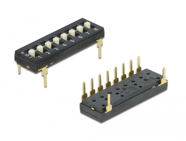 Delock DIP switch tri-state 8-digit 2.54 mm pitch THT vertical - 66306