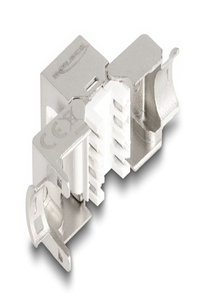 Delock Keystone-modul RJ45-hane till LSA Cat.6A Slim verktygslös, RJ45, Silver, Vit, Hane, Rak, Zink, Cat6a - 87891