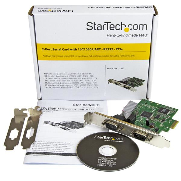 StarTech 2 Port PCIe Serial Card 16C1050 UART RS232 - PEX2S1050