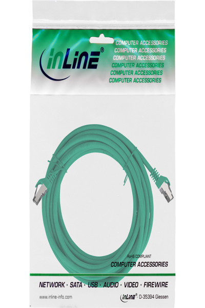 Câble patch InLine - S/FTP (PiMf) - Cat.8.1 - 2000 MHz - sans halogène - vert - 5 m