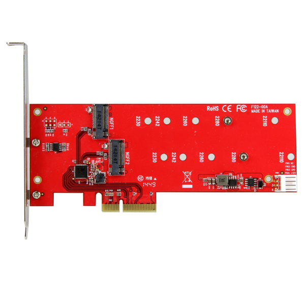 StarTech 2x M.2 SATA SSD Controller Card - PCIe - PCIe - M.2 - Full-height / Low-profile - PCI 2.0 - Red - CE - FCC - TAA - PEX2M2