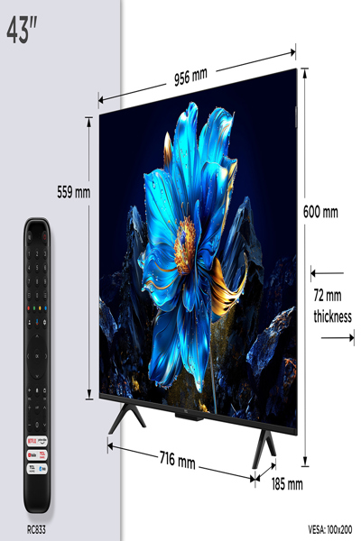 TCL 43P7K 43"| Ultra HD 4K QLED Smart TV| Google+ Wifi| Dolby Vision & HDR10| - 43" - 43P7K