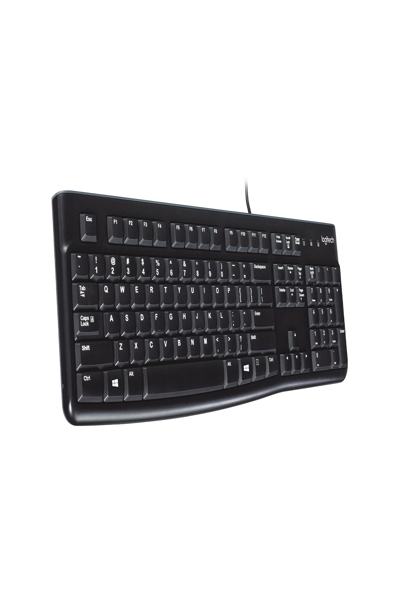 Logitech K120 Corded Keyboard - Full-size (100%) - Wired - USB - Membrane - QWERTY - Black - 920-002492
