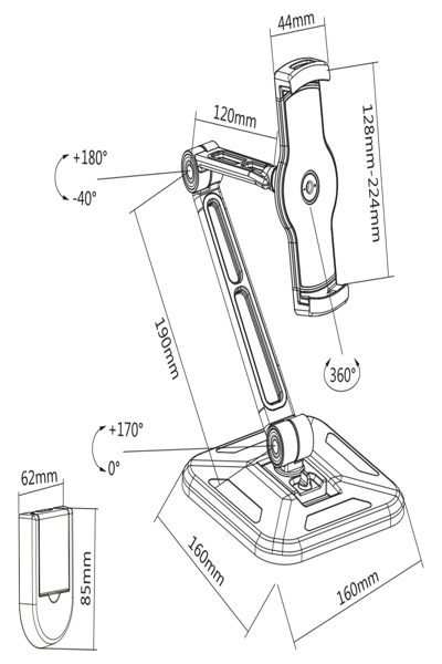 Support de tablette InLine pour montage mural ou de table - universel pour 4,7"-12,9"