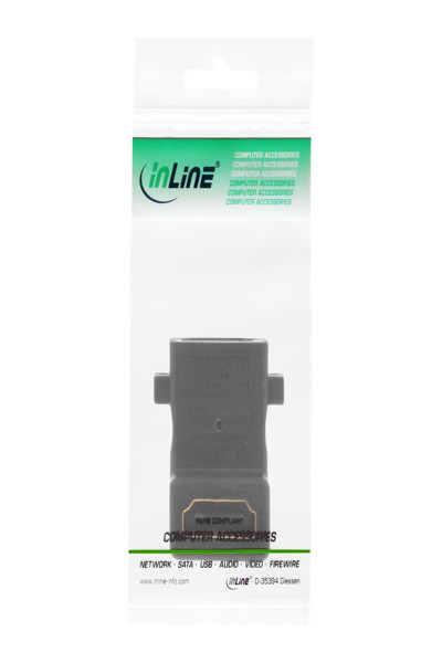 Adaptateur HDMI en ligne type A femelle / A femelle coudé avec bride