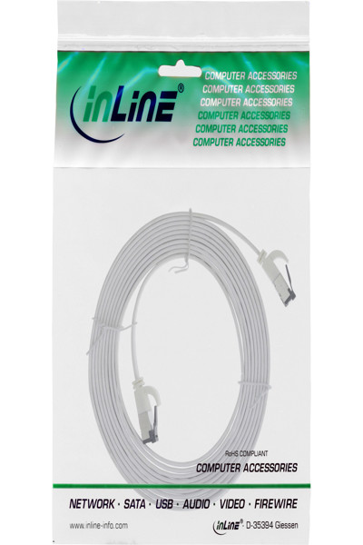 Câble patch plat InLine - U/FTP - Cat.8.1 - TPE sans halogène - blanc - 3 m