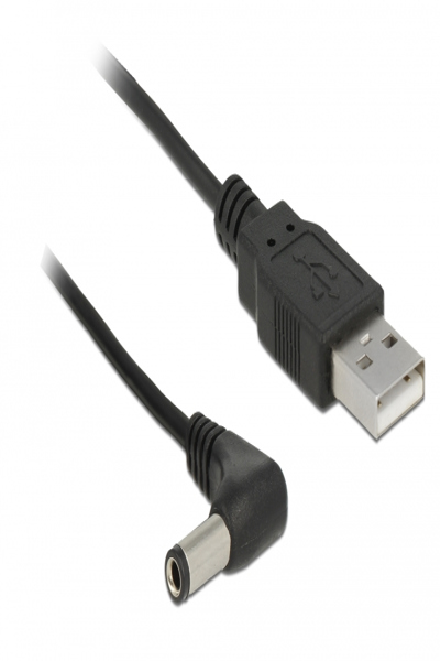Delock Strömkabel - DC-jack 5,5 x 2,5 mm (hane) vinklad till USB (endast ström) (hane) - 85588
