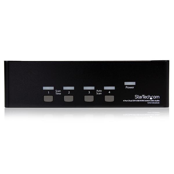 StarTech 4 Port Dual DVI USB KVM Switch with Audio & USB 2.0 Hub - 2048 x 1536 pixels - Black - SV431DD2DUA