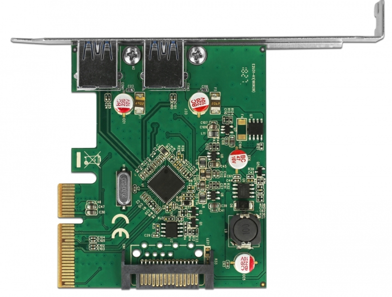 Delock 90298 - PCIe x4-kort > 2x extern USB 3.1 Gen 2 Type-A-uttag - 90298
