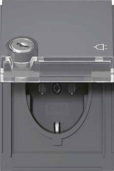Prise SCHUKO GIRA 446767 KD lock noir + BSF TX44 anthracite