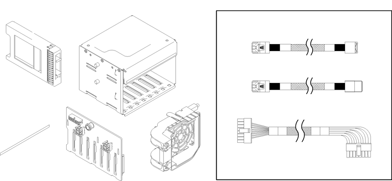 ISG ThinkSystem ST250 8.89cm 3.5" SATA/SAS 4-Bay Backplane Kit - 4M17A12788