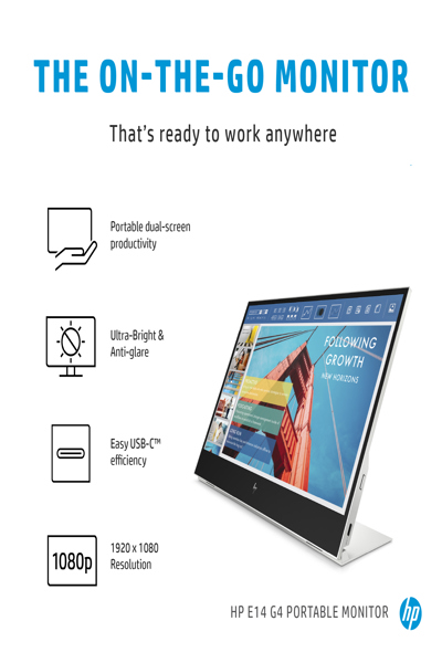 HP E-Series E14 G4 - 35.6 cm (14") - 1920 x 1080 pixels - Full HD - LED - 5 ms - White - 1B065AA#ABB