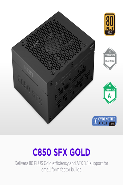 NZXT C850 SFX Black black 1x 12-Pin High Power GPU 3x PCIe Cable management 850 - Power Supply - SFX - PS-8G1BB-EU