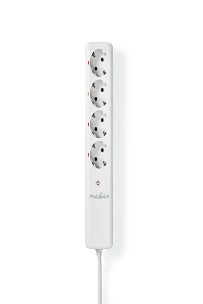 Nedis RFP410FWT - 4 AC outlet(s) - Type F (CEE 7/4) - 1.5 m - Wireless - White - White