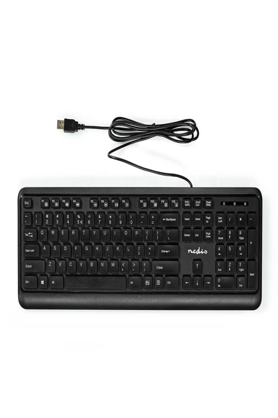 Nedis KBMU200BKUS - Full-size (100%) - Wired - USB - Membrane - QWERTY - Black