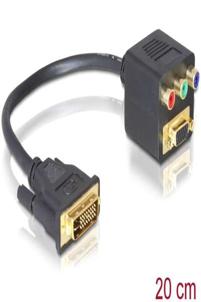 Delock VGA-adapter - DVI-I (hane) till HD-15 (VGA), RCA (hona) - 65061