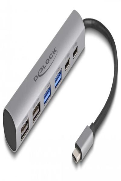 Delock 6 Port USB Hub with 4 x USB Type-A female and 2 x USB Type-C female - 64232