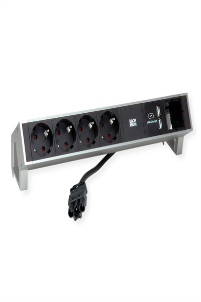 Bachmann DESK2 4xCEE7/3 1xUSB Charger INOX