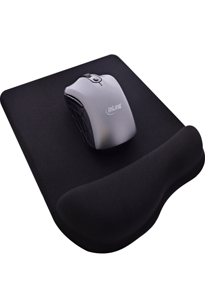 Tapis de souris InLine - repose-poignet en gel - 235 x 185 x 25 mm - noir