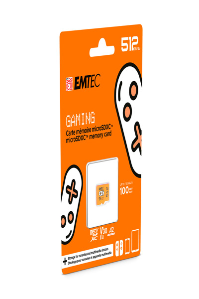 EMTEC Gaming 512 GB microSDXC orange UHS-I U3 V30 A2 - Extended Capacity SD (MicroSDHC) - ECMSDM512GXCU3G