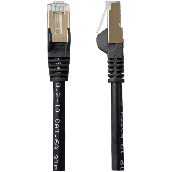 StarTech 1.5 m CAT6a Cable - 10Gb RJ45 Ethernet Cable - Snagless CAT6a STP Cord - Copper Wire - Black - Patch cable - 1.5 m - Black - 6ASPAT150CMBK