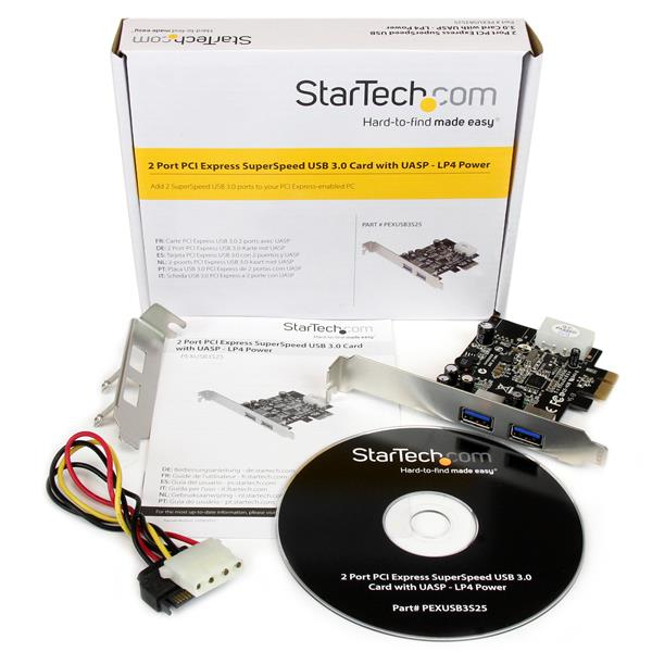 StarTech 2 Port USB3.0 PCI Express Interface Card with UASP and 4 Pin LP4 Molex - USB Adapter - PCIe - USB3.0 x 2 - for P/N: USB3S2ESATA3 (PEXUSB3S25) - PEXUSB3S25