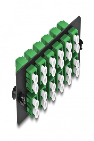 Delock 12-Port LC Duplex APC Single-Mode Fiber Optic Adapter Panel Green - 66931